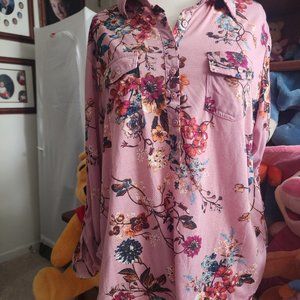 Love Potion Floral Long Sleeve Shirt 2X